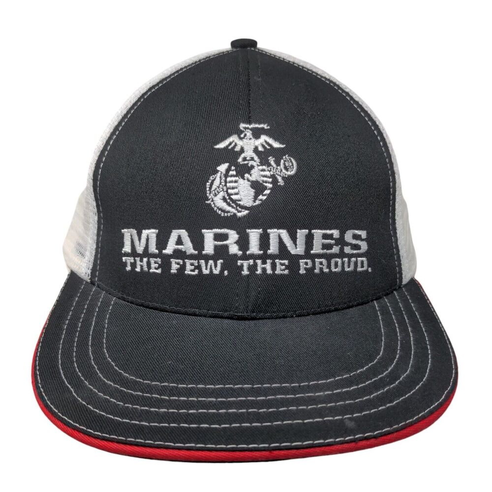 Marines The Few The Proud Snapback Trucker Hat Black OS Mesh Back Unionwear